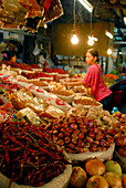 Onion, garlic and chilli peppers at the main market, Phuket Town, Thailand
