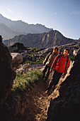 A group of hikers on Alpspitze, Wetterstein Mountains, Garmisch, Oberbayern, Bavaria, Germany