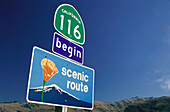 Route Nr. 116 Schild, Russisches Flusstal, Sonoma Country, Kalifornien, USA