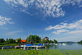 Lake Mattsee with sailing boats, Salzburg, Austria