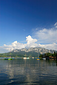 Sailing boats on lake Attersee, Salzkammergut, Salzburg, Austria