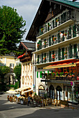 street scene in village of St. Wolfgang at lake Wolfgangsee, Salzkammergut, Salzburg, Austria