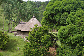 vúbernachtungshütten im Wald des Le Domaine Wildpark, nahe Vieux Grand Port, Grand Port District, Mauritius, Indischer Ozean