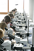 Students in zoological training, Bio Center, LMU, Ludwig Maximilians Universität, Martinsried, Munich, Bavaria, Germany