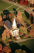 Aerial shot of Rooke Chapel at Bucknell University in Lewisberg, Pennsylvania