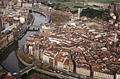 Old town and Nervión River, Bilbao, Basque Country, Spain