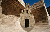 Chillida statue and Puerta de la Bisagra, Toledo, Spain