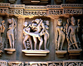 Bas-relief in Lakhsmana temple. Khajuraho. India