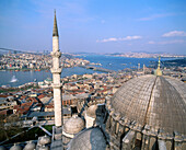 Suleymaniye mosque and Bosphorus strait. Istanbul. Turkey