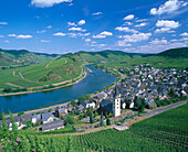 Bremm city and Moselle River. Germany