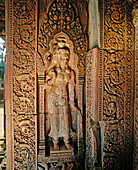 Sculpture of nymph at Banteay Srei, complex of Angkor Wat. Angkor. Cambodia
