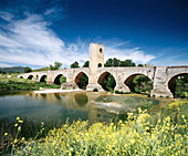 Medieval bridge. Road to Santiago, Burgos province, Spain