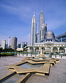 Mosque and Petronas Twin Towers. Kuala Lumpur. Malaysia