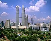 Petronas Twin Towers and KLCC gardens. Kuala Lumpur, Malaysia