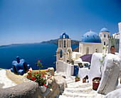 Church, Ia village. Santorini, Cyclades islands. Greece