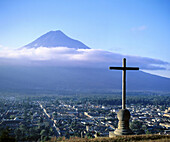 Agua Volcano, view fom Mirador de la Cruz. Antigua Guatemala