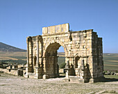 Triumph Arch. Roman ruins of Volubilis. Morocco
