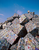 Recycling aluminum bales of cans. Port of Shimizu, Japan.