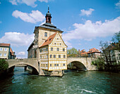 Old City Hall. Regnitz river. Bamberg, Bavaria, Germany