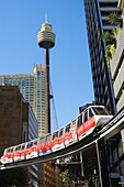 Monorail and Sydney Tower. Sydney City. New South Wales. Australia. April 2006