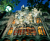 Facade of Batllo House (1904-1906), by Gaudi. Barcelona. Spain