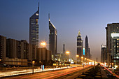 United Arab Emirates. Dubai City. Sheikh Zayed Road. Emirates Towers