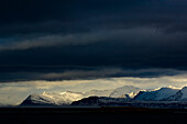 Mountains with thunderstorm clouds, Iceland
