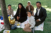 Family having a picnic. Isfahan. Iran.