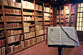 Library. San Salvador de Leyre monastery. Navarra. Spain.
