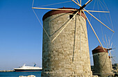 Windmills. Mandraki Port. Rhodes. Greece