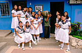 Schoolgirls. Cerro Santa Ana. Guayaquil. Guayas province. Ecuador