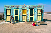 Toilets in Chot el Jerid, the largest dry salt lake in Tunez