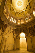 Inside of Oratory with Mihrab. XIth century. Islamic Palace, Aljafería Palace. Zaragoza. Aragon. Spain.