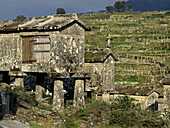 Espigueiros (typical granary). Cabril valley. Peneda-Gerês National Park. Minho. Tras-os-Monte, Portugal
