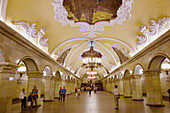 Komsomolskaya station on the Koltsevaya Line. Moscow Metro. Moscow, Russia