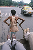 Hand rickshaw. Calcutta. West Bengal. India