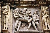 Erotic sculpture. Khajuraho. Madhya Pradesh. India.