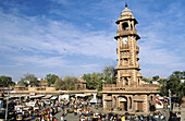 Clock tower and market. Jodhpur. Rajasthan. India.