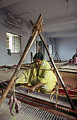Weaving Korai Cyperes mats at Pathamadai. Tamil Nadu. India.