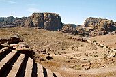 Outlook from one of the tombs in Petra. Jordan
