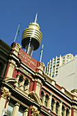 Centrepoint Tower behind The Strands on George Street in Sydney. New South Wales, Australia