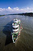 Cruise boat at Rhein River. Bonn. Germany