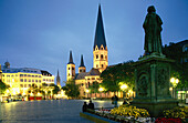 Beethoven statue and cathedral. Bonn. Germany