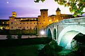 The Isola Tiberina and the Ponte Fabricio. Roma. Lazio. Italy