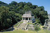 View of the Temple of the Sun (UNESCO World Heritage). Palenque. Chiapas. Mexico.