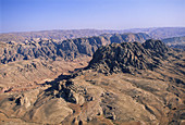 Air view of the mountains near Petra (UNESCO World Heritage). Jordan.