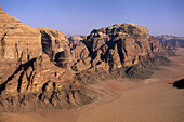 Air view of the desert near the Wadi Rum. Jordan.