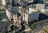 Aerial photography of Excalibur hotel and casino. Las Vegas. Nevada, USA