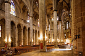 Main nave of Santa Maria del Mar church. Barcelona. Spain