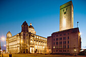 Mersey Tunnel Vent Shaft building and the Port of Liverpool Building. Liverpool. England, UK